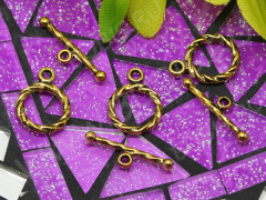 (СКИДКИ!!!) 086 Тоггл маленький округлый витой 15*11мм и 18,5*5мм античное золото (литьё) (10шт.)