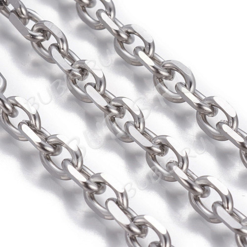 Цепочка S81 Якорная гранёная 9*6,5*2мм цвет платины (Хирургическая сталь) (50см)