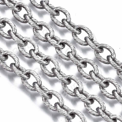 Цепочка S94 Ювелирная сталь крупная с узором 8*6*1,5мм цвет платины (Хирургическая сталь) (50см) 