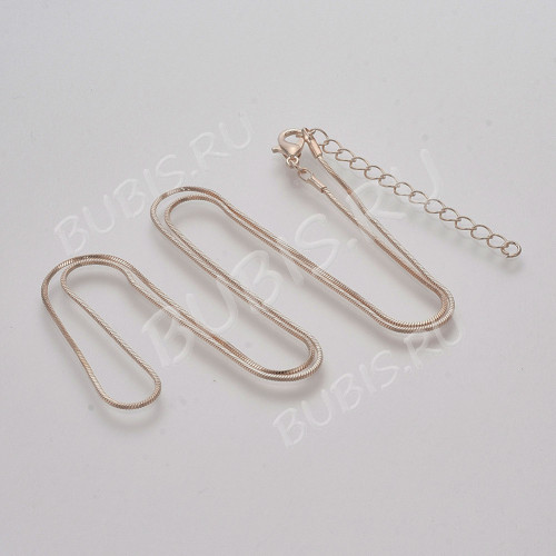 Шнур с замочком 59 Цепочка для кулона 1мм розовое золото (Brass) (60см)