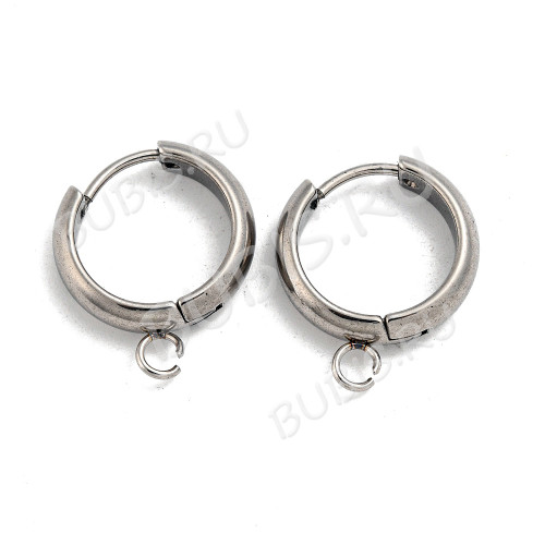 Швензы-кольца №22 стальные Конго с петелькой 16*4мм цвет платины (Хирургическая сталь)(1 пара)
