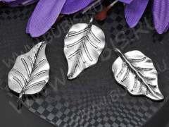 Подвеска Листик 36 3D 30*17*2,2мм античное серебро (литьё)