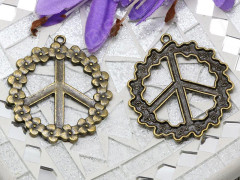 Подвеска Пацифик 07 большой с цветочками 40*37*1,8мм античная бронза (литьё)