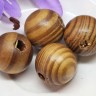 Купить Бусина Округлая полосатая 20мм коричнево-св.коричневая (дерево) с доставкой по России
