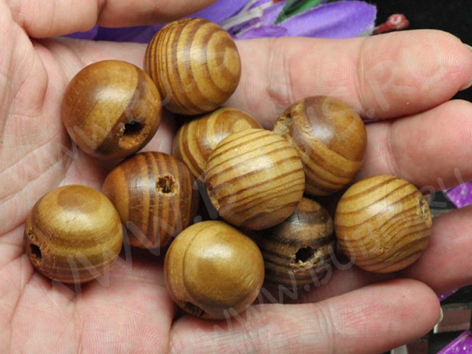 Бусина Округлая полосатая 20мм коричнево-св.коричневая (дерево)