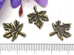 Подвеска Листик 02 кленовый 17*14*2,4мм античная бронза (литьё)