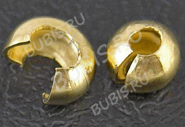 Обжимная бусина 02 разъёмная покрывная 4*2,7мм золотистая (Brass) (10шт.)