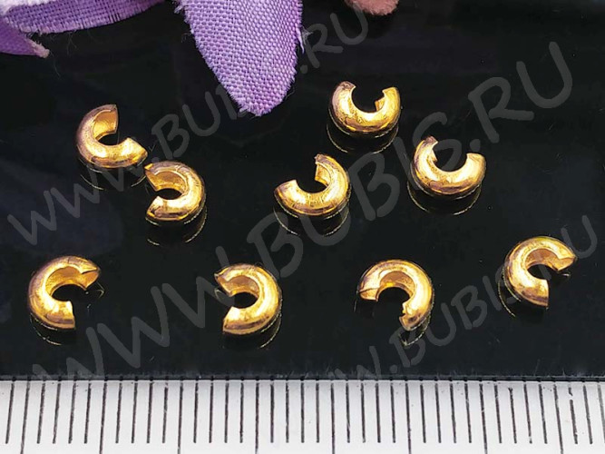 Обжимная бусина 02 разъёмная покрывная 4*2,7мм золотистая (Brass) (10шт.)