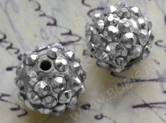 Бусина Шамбала 10 12мм серебристая непрозрачная (резин и акрил)