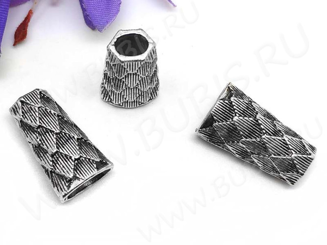 231 Шапочка Конус концевик 23*13*9мм античное серебро (литьё)