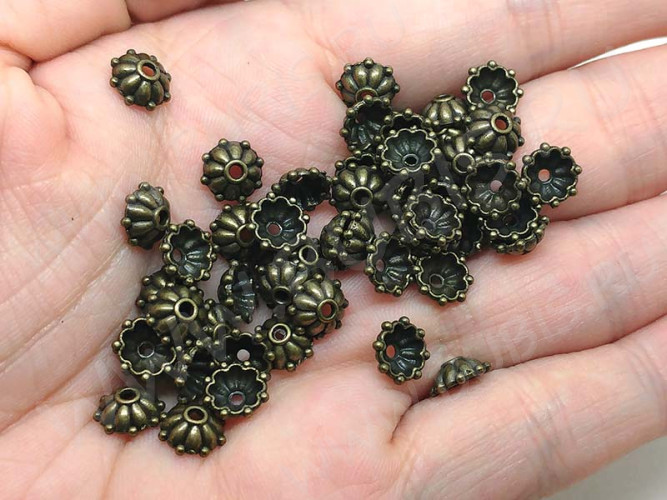 (СКИДКИ!!!) 240 Шапочка-колпачок 8*7,5*3мм античная бронза (литьё) (10шт)