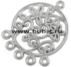 Подвеска для серёжек №008 Округлая 26,5*35,5*1мм цвет платины