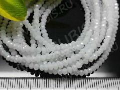 Бусина кристалл гранёный абакус 3*3*2мм белый с глянцем полупрозрачный (имитация Сваровски) (50шт.)