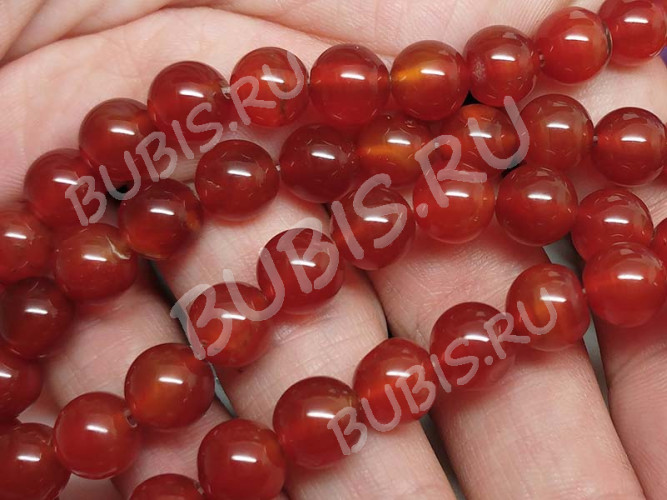 (ОПТ) Бусина округлая ГЛАДКАЯ 8мм Сердолик натуральный (камни) (НИТЬ)