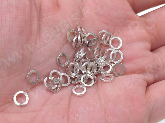 Кольцо декоративное 19 Ронделька плоская 6*6*1мм серебристое (Brass) (10шт.)