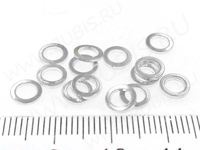 Кольцо декоративное 19 Ронделька плоская 6*6*1мм серебристое (Brass) (10шт.)
