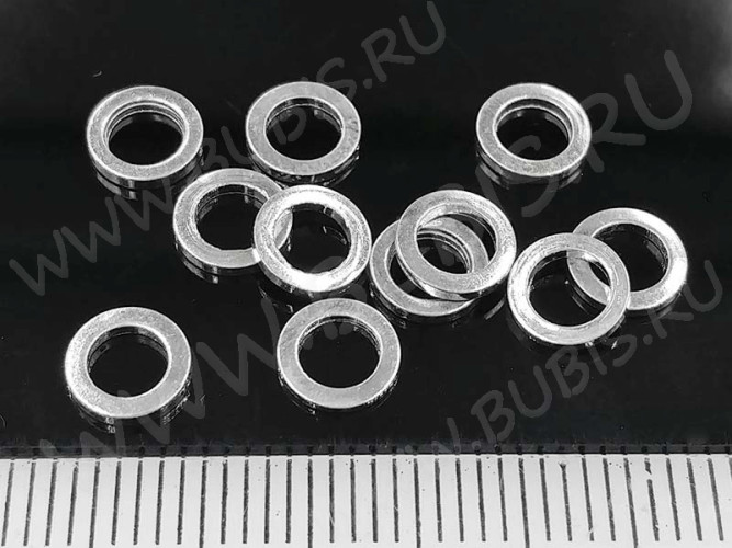 Кольцо декоративное 19 Ронделька плоская 6*6*1мм серебристое (Brass) (10шт.)