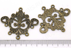 Подвеска для серёжек №133 узоры 37*33*1,1мм античная бронза (литьё)