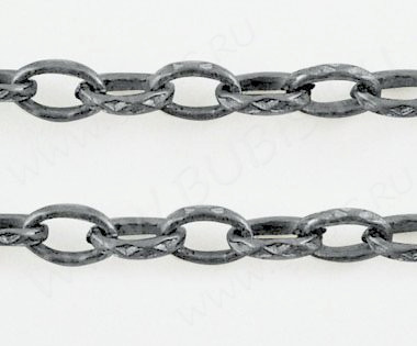 Цепочка I026 с узором звено 5*3,5мм черный никель (Iron) (50см)