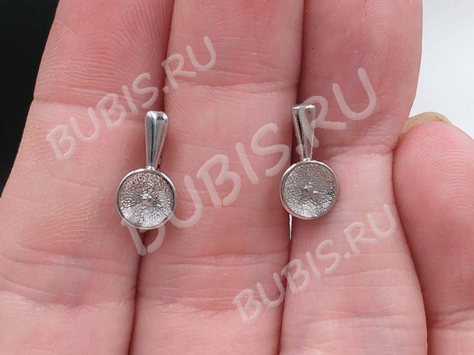 Швензы с английским замком №109 Тарелочки со штырьком 16*13*7мм цвет платины (Brass с родированием) (1 пара)