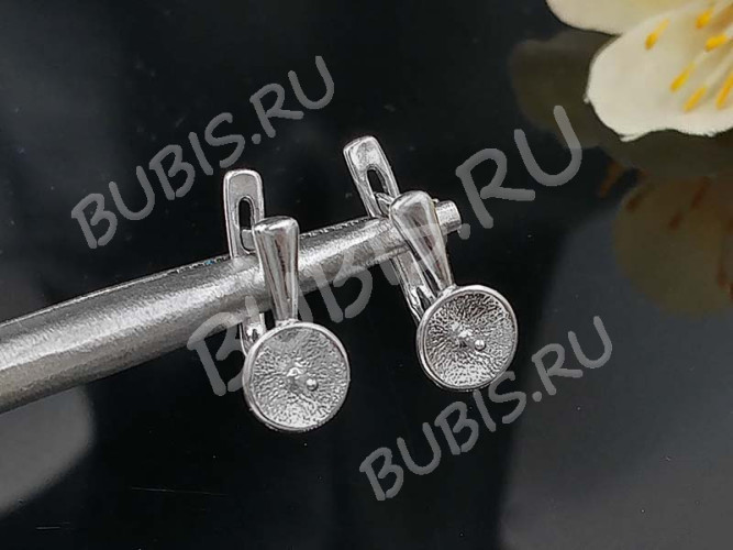 Швензы с английским замком №109 Тарелочки со штырьком 16*13*7мм цвет платины (Brass с родированием) (1 пара)