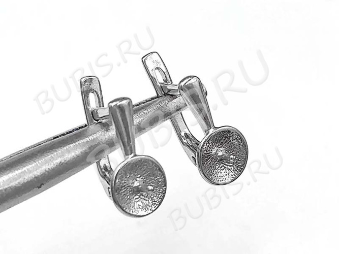 Швензы с английским замком №109 Тарелочки со штырьком 16*13*7мм цвет платины (Brass с родированием) (1 пара)