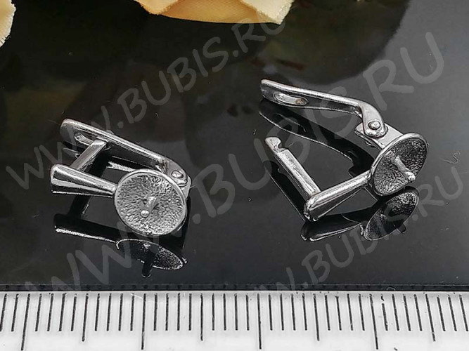 Швензы с английским замком №109 Тарелочки со штырьком 16*13*7мм цвет платины (Brass с родированием) (1 пара)