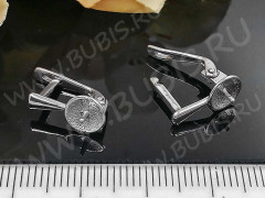 Швензы с английским замком №109 Тарелочки со штырьком 16*13*7мм цвет платины (Brass с родированием) (1 пара)