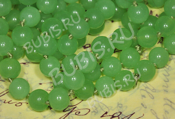 (ОПТ) Бусина округлая 8мм Жадеит "Нефрит" т.зелёный (камни) (НИТЬ)