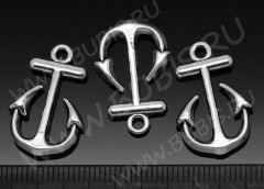 (СКИДКИ!!!) Подвеска Якорь 15 3D 23*15,5*3мм античное серебро (литьё) (10шт.)