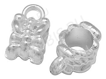 Бусина с петлёй 037 Бейл Бабочки 11,5*7*6,5мм серебристый (литьё)