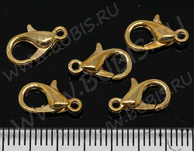 (СКИДКИ!!!) Замочек карабин №044 средний 12*6*3мм светлое золото (сплав) (10шт.)