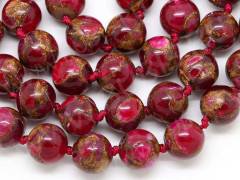 Бусина округлая 12мм Мозаика Халцедон с пиритом фуксия с золотистым (камни)