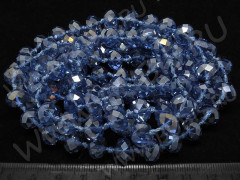 Бусина кристалл Абакус гранёный 10*10*7,5мм св.синий с АВ прозрачный (имитация Сваровски)