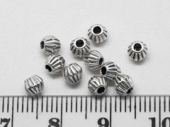 (СКИДКИ!!!) Бусина 093 биконус полосатый 4*3,8мм античное серебро (литьё) (50шт.)