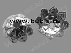 Шапочка тонкая 076 простая 08 Цветочек 11*4мм цвет платины (Iron) (10шт.)
