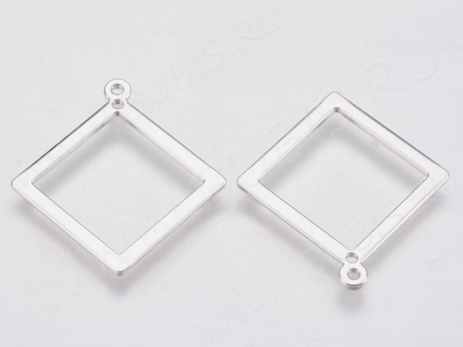 Подвеска Рамка 52 Ромб 23*21*0,9мм цвет платины (LUX) (Brass)