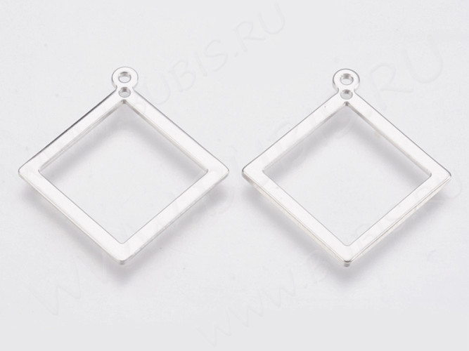 Подвеска Рамка 52 Ромб 23*21*0,9мм цвет платины (LUX) (Brass)