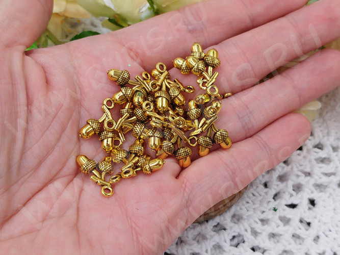 Подвеска Жёлуди 03 16,5*11*4мм античное золото (литьё) (10шт)