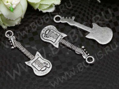 Подвеска Гитара 02 32,5*10,5*2мм античное серебро (литьё)