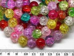 Бусина округлая &quot;Лёд&quot; 12мм яркий МИКС (стекло кракле) (10шт.)