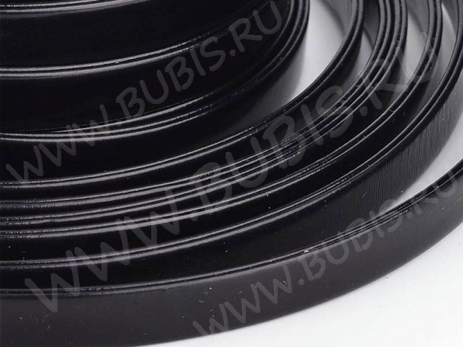 Шнур кожаный 59 плоский кожзам полоска 10*2мм чёрный (1м)