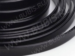 Шнур кожаный 59 плоский кожзам полоска 10*2мм чёрный (1м)