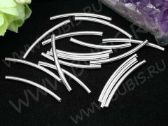 (СКИДКИ!!!) Трубочка металлическая 01 изогнутая 30*2мм серебристая (Brass) (20шт.)