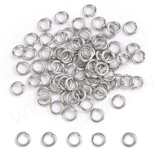 Колечки одинарные 6*1,2мм цвет платины (Хирургическая сталь) (50шт.)