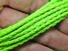 Шнур кожаный 05 кожзам плетёный круглый 3мм салатовый (1м)