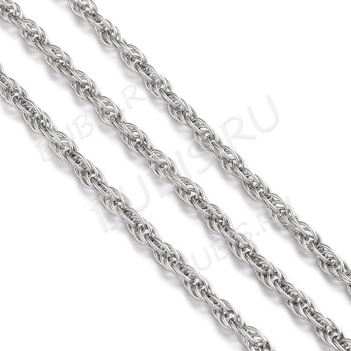 Цепочка S95 Ювелирная сталь канатная 3мм цвет платины (Хирургическая сталь) (50см)