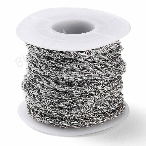 Цепочка S95 Ювелирная сталь канатная 3мм цвет платины (Хирургическая сталь) (50см)