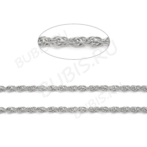 Цепочка S95 Ювелирная сталь канатная 3мм цвет платины (Хирургическая сталь) (50см)
