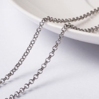 Цепочка S98 Ювелирная сталь Ролло (Rolo) 2*2*0,8мм цвет платины (Хирургическая сталь) (50см)